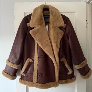 French Connection Belen Faux Fur Double Breasted Coat